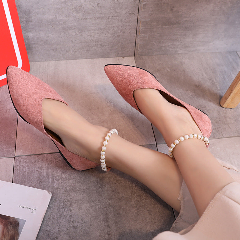 Pearl Solid Color Flat Shoes