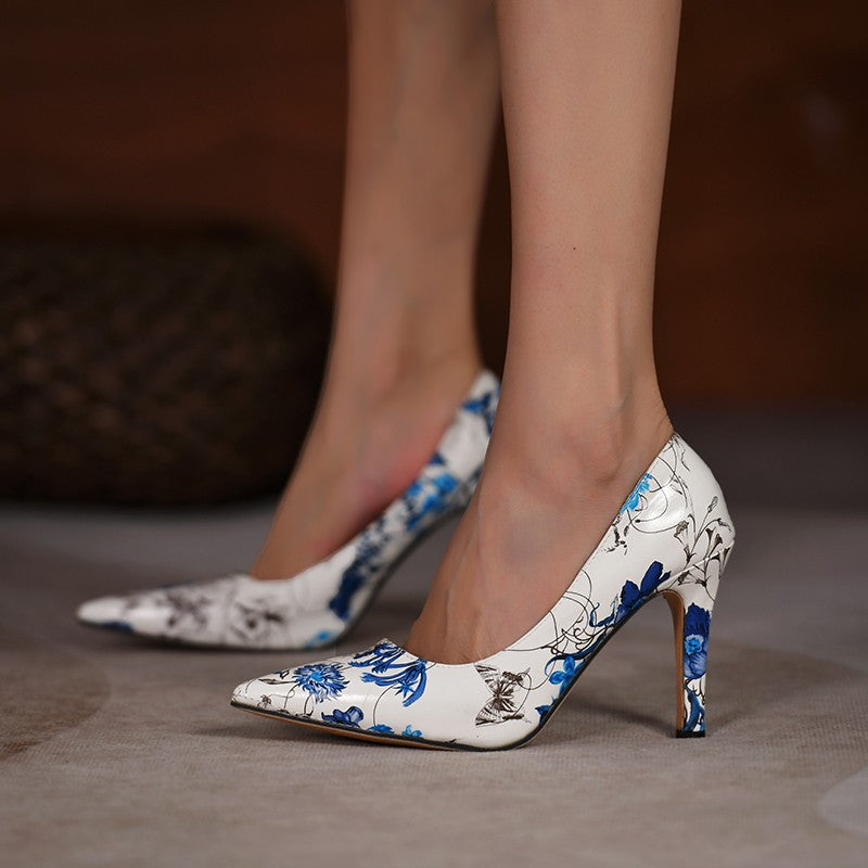 Pointed Toe Graffiti Stiletto Shoes