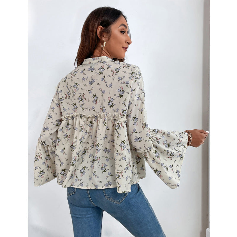 Chiffon Printed V-neck Top