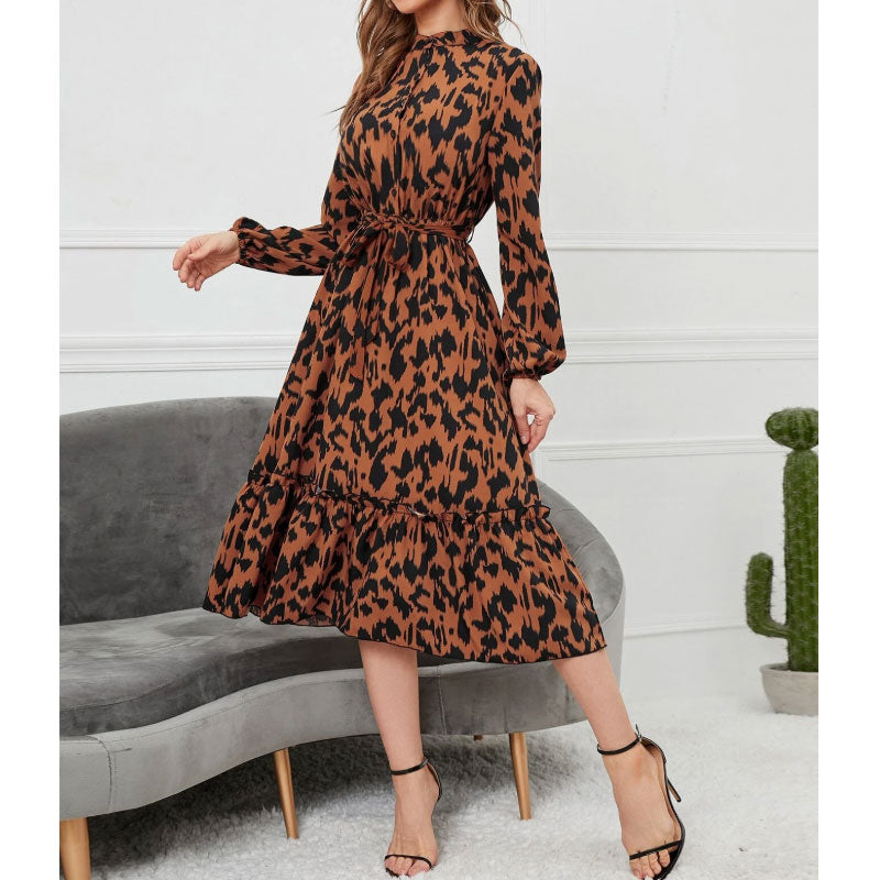 Printed Stand Collar Dress