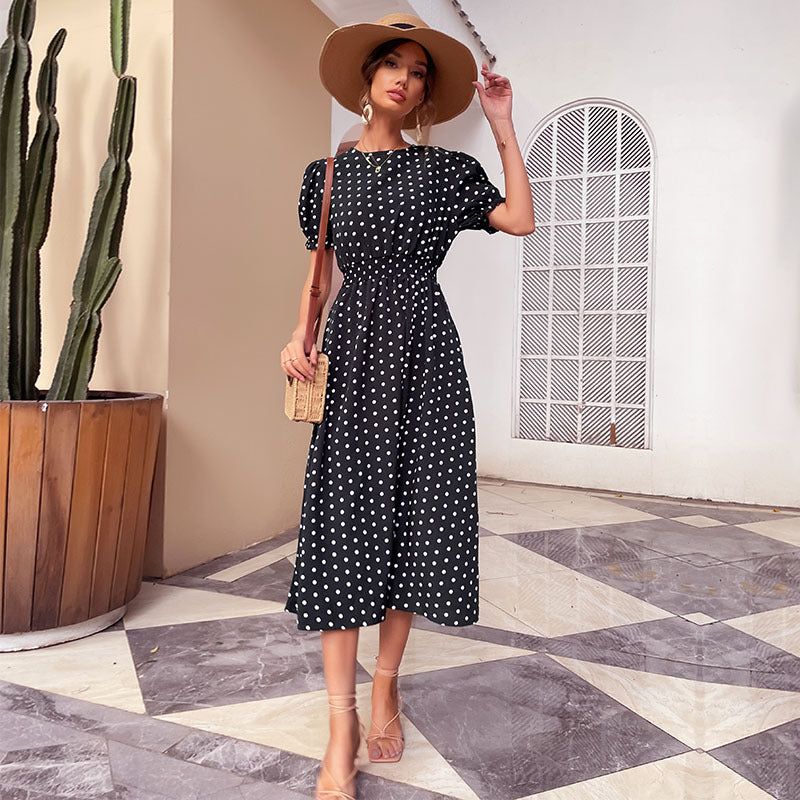 Round Neck Polka Dot Dress