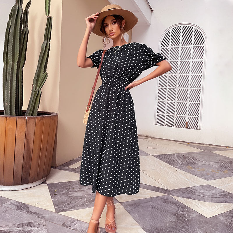 Round Neck Polka Dot Dress