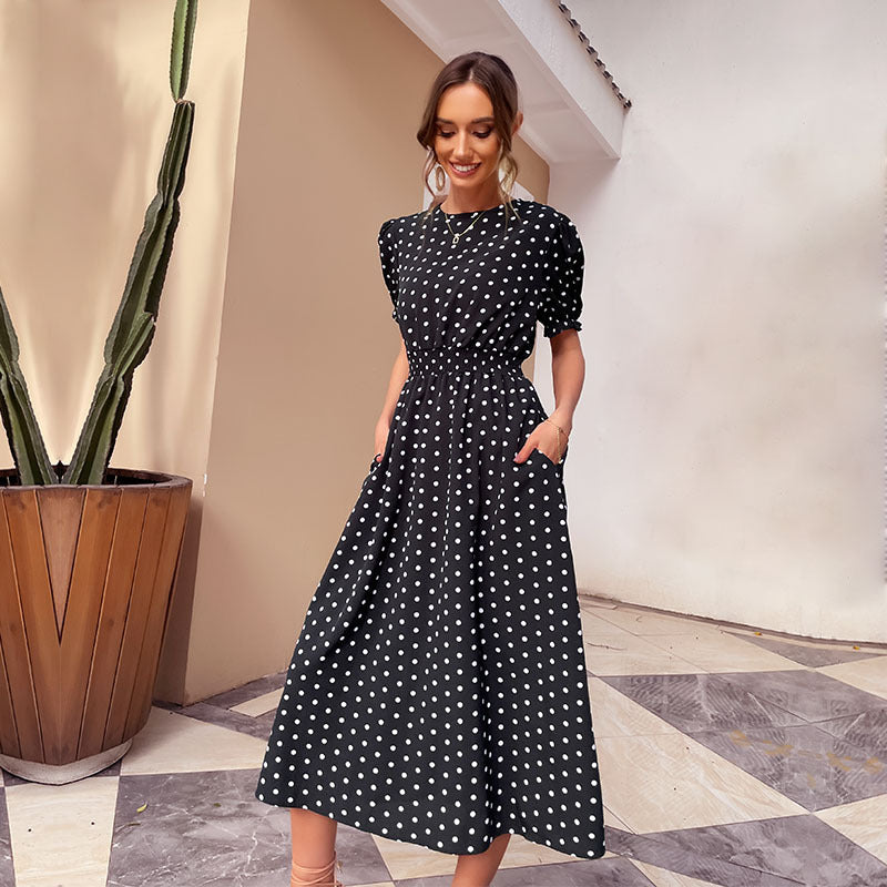 Round Neck Polka Dot Dress