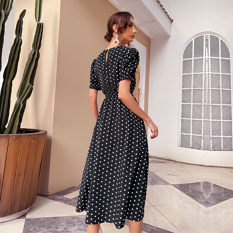 Round Neck Polka Dot Dress