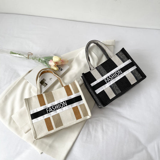 Hand-Carrying Canvas Striped Bag