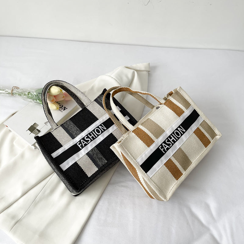 Hand-Carrying Canvas Striped Bag