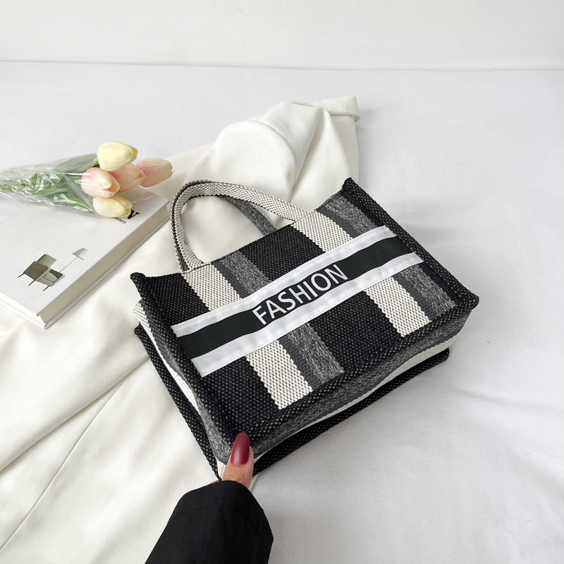 Hand-Carrying Canvas Striped Bag