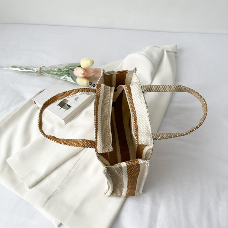 Hand-Carrying Canvas Striped Bag