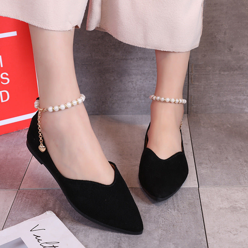 Pearl Solid Color Flat Shoes