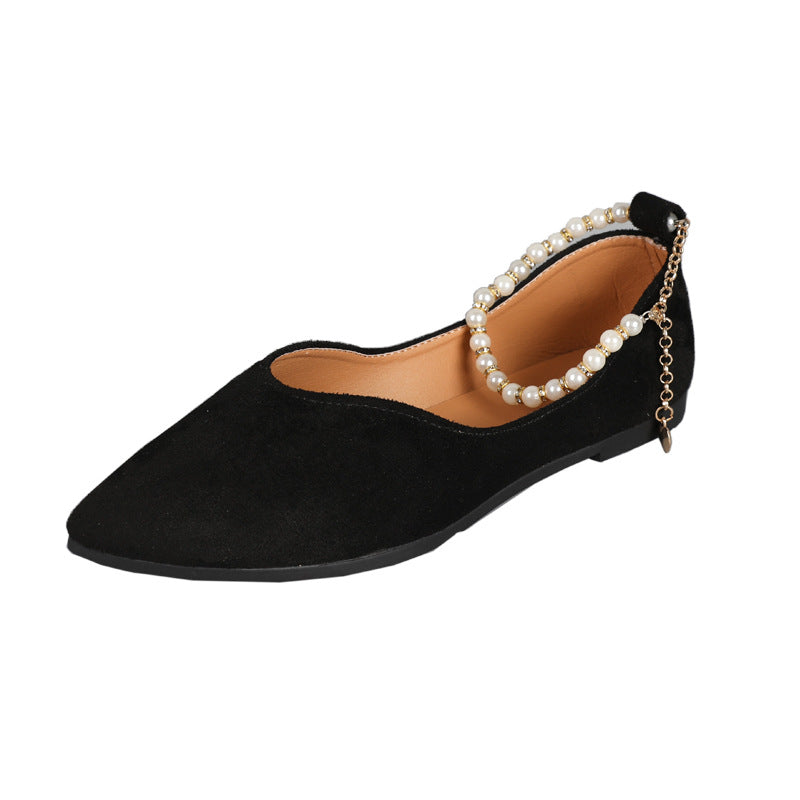 Pearl Solid Color Flat Shoes