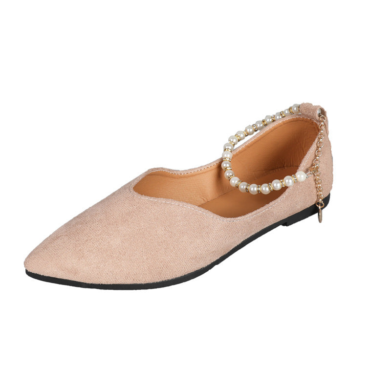 Pearl Solid Color Flat Shoes
