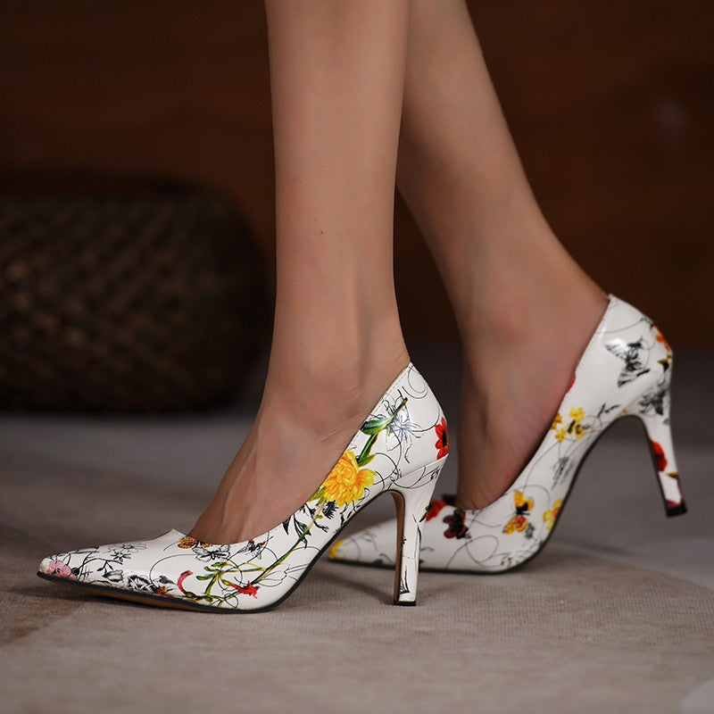 Pointed Toe Graffiti Stiletto Shoes