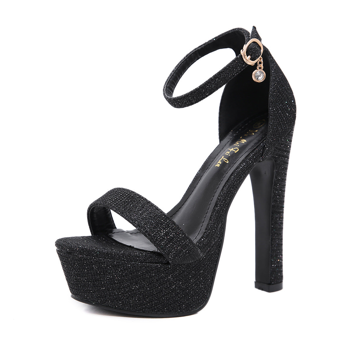Ankle Strap Sandals with Metal Button