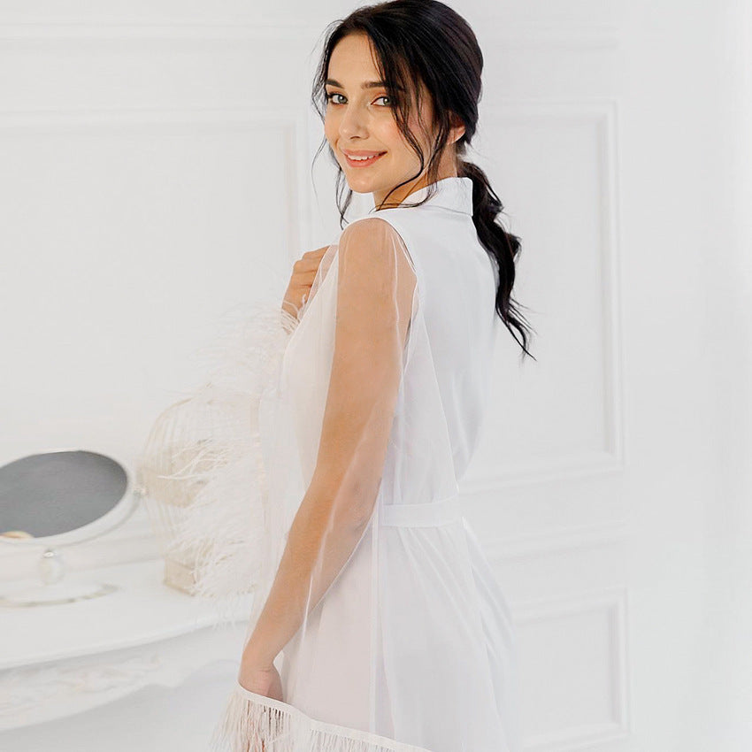 Faux Lace Feather Dress