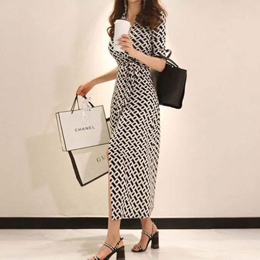 Lace-up Waist Retro Dress