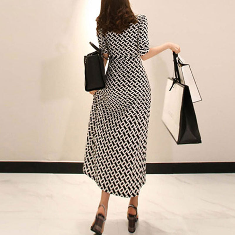 Lace-up Waist Retro Dress