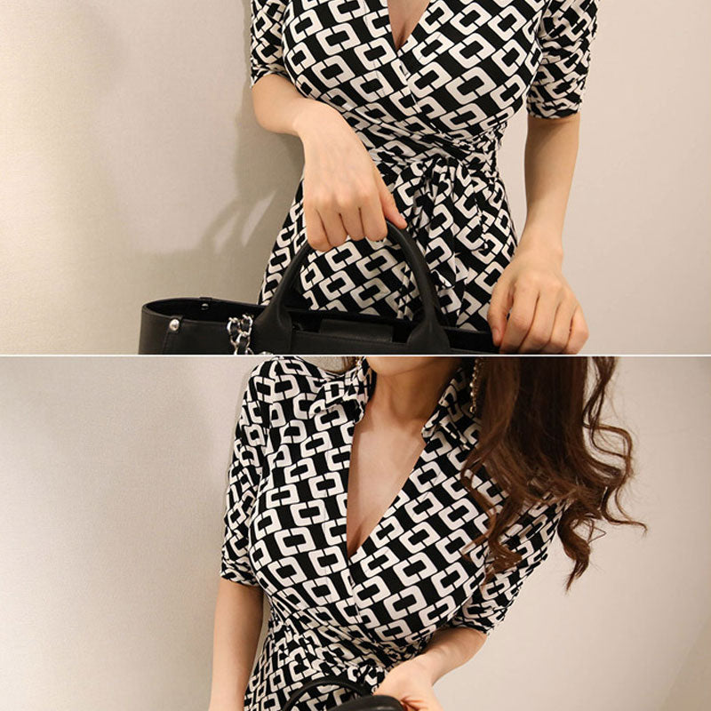 Lace-up Waist Retro Dress