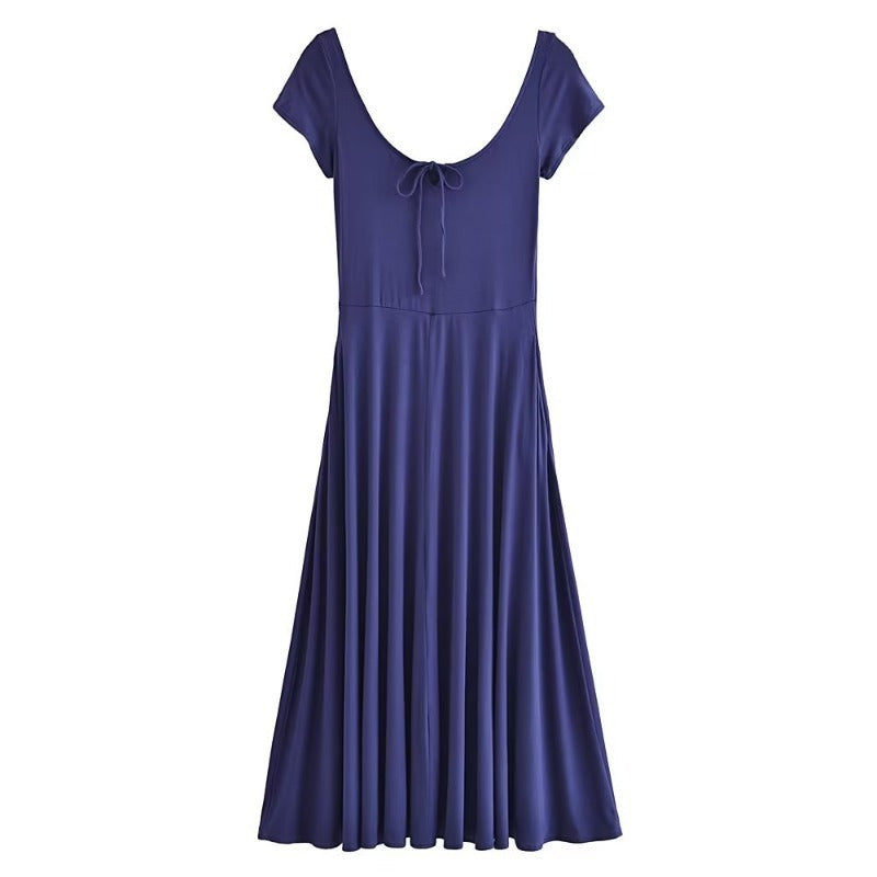 Square neck waist dress