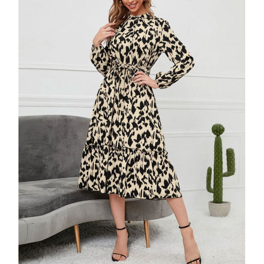 Printed Stand Collar Dress