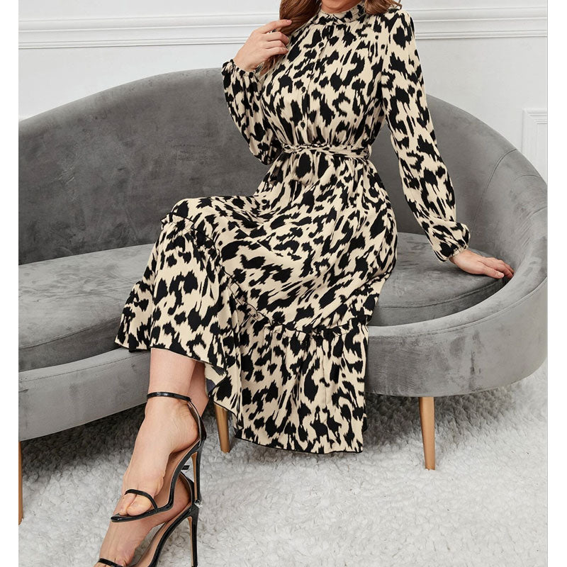 Printed Stand Collar Dress