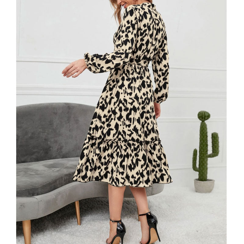 Printed Stand Collar Dress